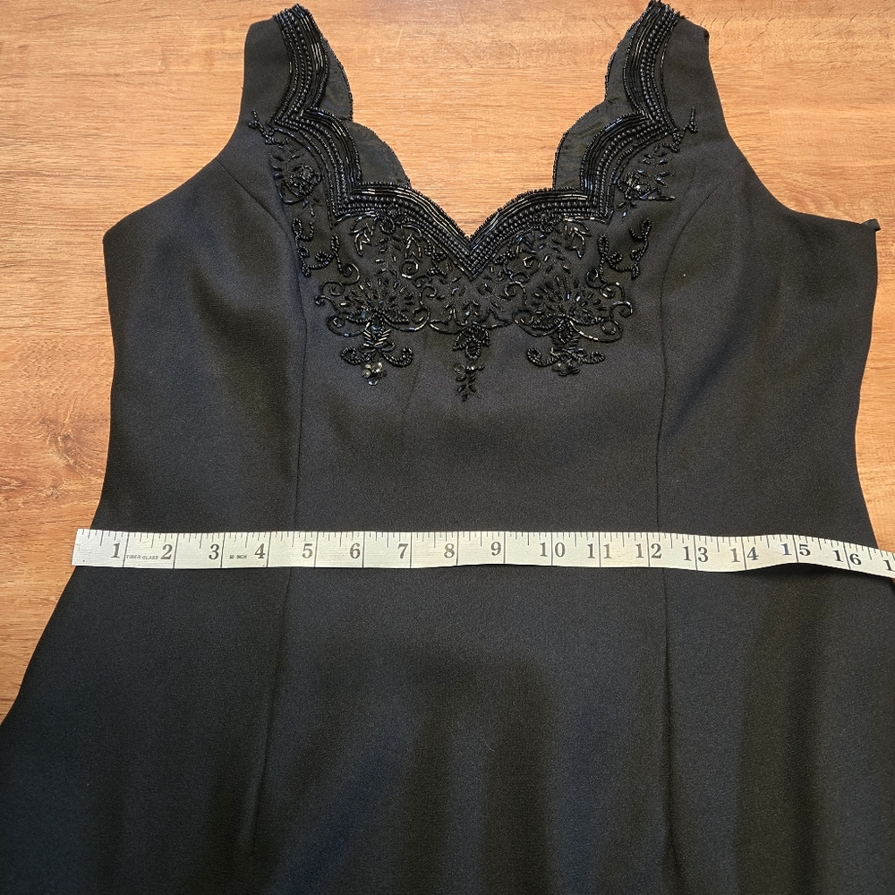 Vintage Laurence Kazar Black Dress with Elegant Bead Detailing Size 10 - Picture 4 of 6